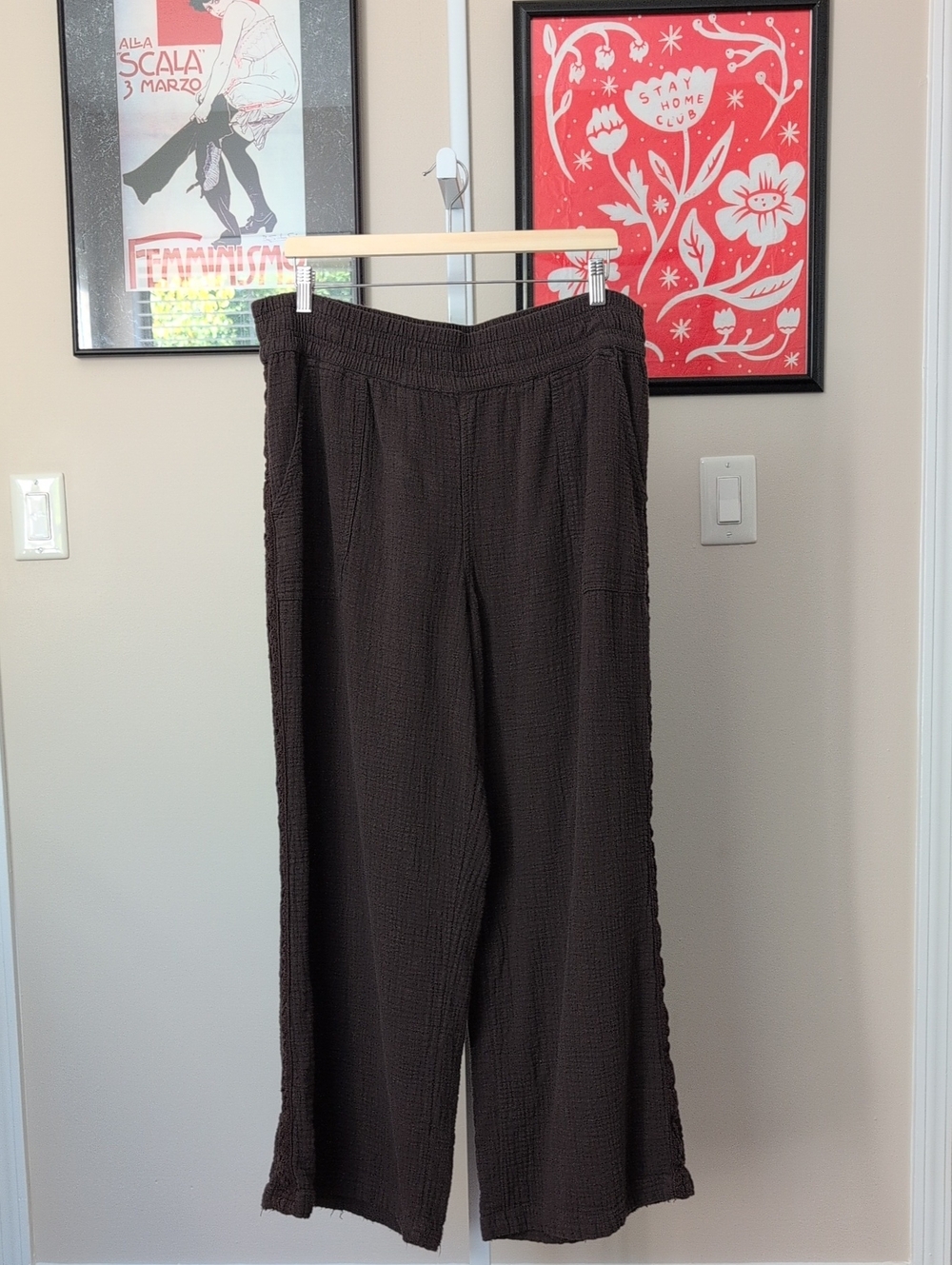 Aerie Dark Brown %100 Cotton Wide Leg Pants
